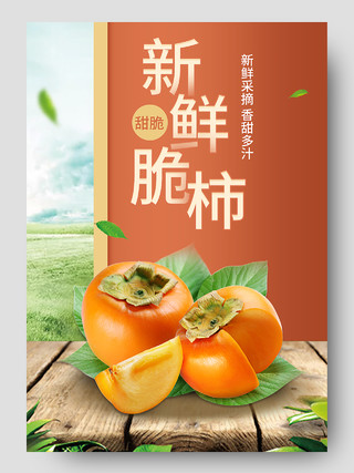 橙色简约新鲜脆柿香甜多汁健康美味营养肉厚水果生鲜柿子详情页